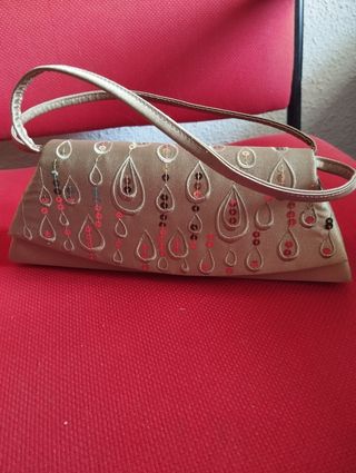Bolso fiesta dorado y beige