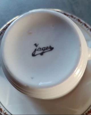 Juego café porcelana dorado