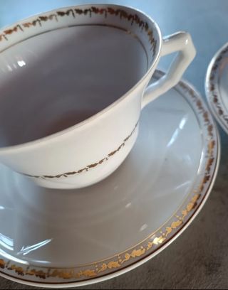 Juego café porcelana dorado