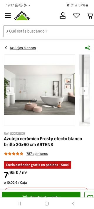 Azulejos Artens Frosty 30x60 blanco brillo 5,95€m2
