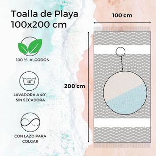 Toalla playa 100x200cm algodón