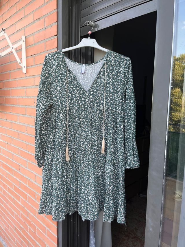 Vestido flores verano - verde