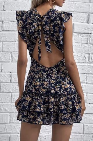 Vestido floral negro y amarillo
