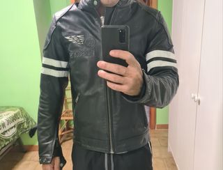 Cazadora cuero moto talla S