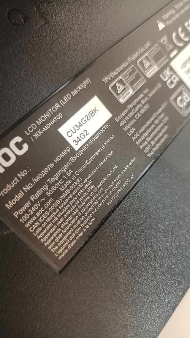 Monitor AOC CU34G2 34" Curvo