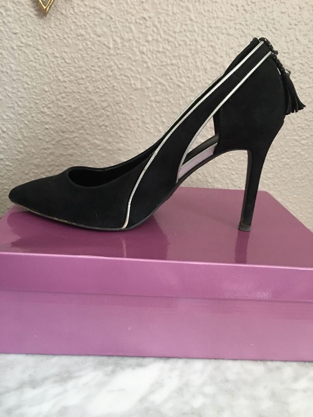 Zapatos tacón fino negros-plata