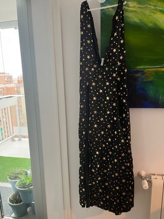 Vestido bruja estrellas negro-dorado
