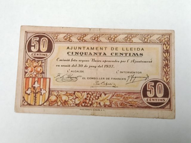 Billete 50 Céntimos Lleida 1937