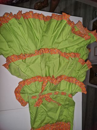 Traje Flamenca niña - verde, naranja