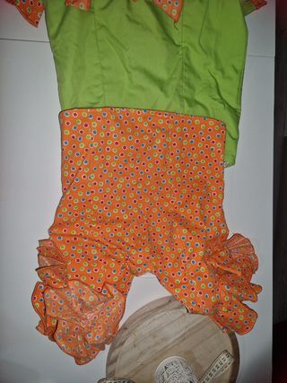 Traje Flamenca niña - verde, naranja