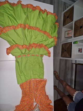 Traje Flamenca niña - verde, naranja