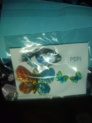 2° ud 50%Collar y pendientes mariposa multicolor