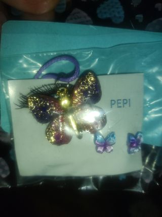 2° ud 50%Collar y pendientes mariposa multicolor