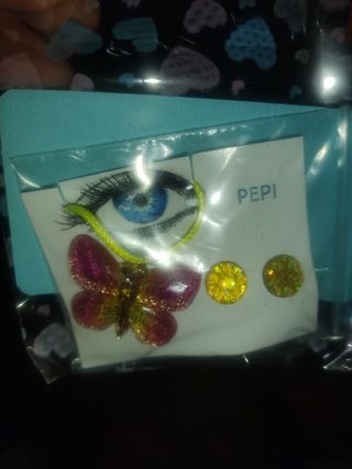 2° ud 50%Collar y pendientes mariposa multicolor