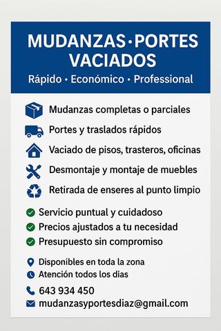 MUDANZAS PORTES Y VACIADOS