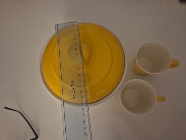 Biscottiera Francolino vintage gialla + 2 tazze