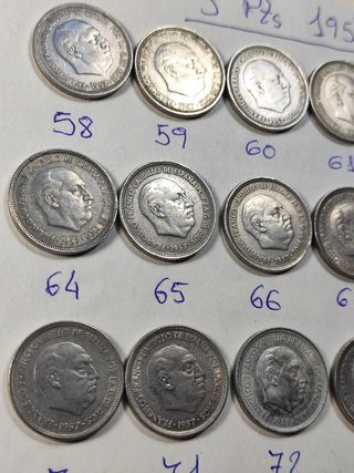 Colección completa 5 Ptas 1957 del modelo
