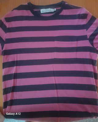 Camiseta rayas rosa-negra M