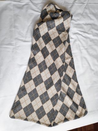 Bufanda cuadros beige-gris
