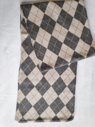 Bufanda cuadros beige-gris