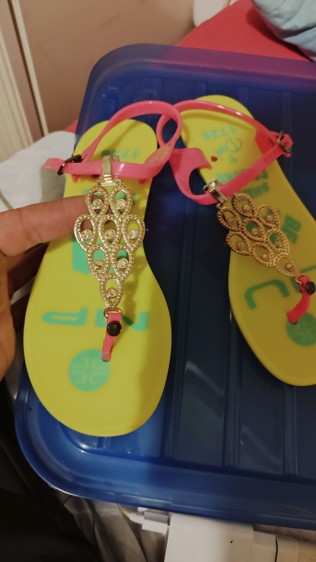 Sandali infradito estivi rosa e gialli numero 39