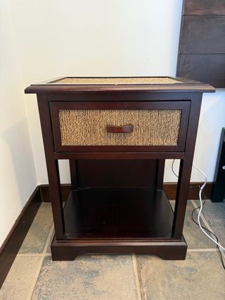 2 Mesillas noche madera rafia