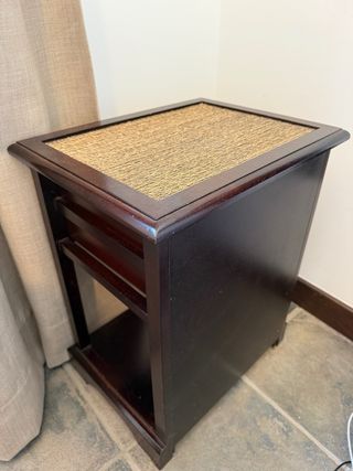 2 Mesillas noche madera rafia
