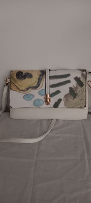 Bolso bandolera blanco estampado