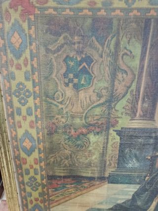 Cuadro antiguo siglo XIX: Escena doméstica