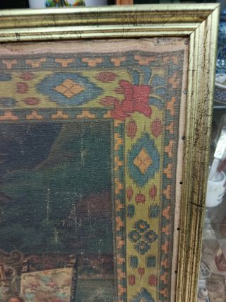 Cuadro antiguo siglo XIX: Escena doméstica