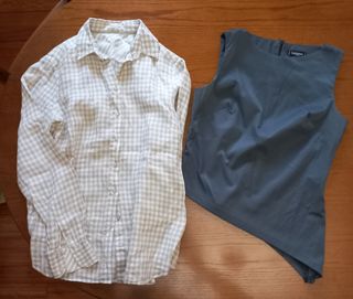 Lote 4 prendas mujer: top gris + traje blanco