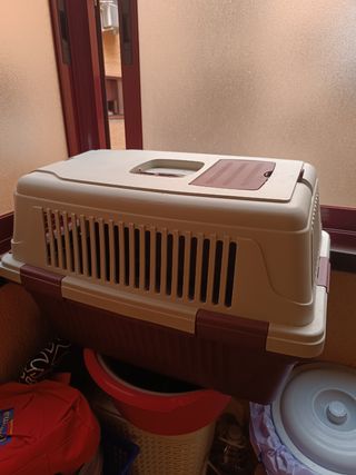 Transportín mascotas beige/morado