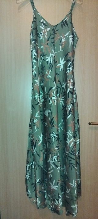 Vestito lungo verde oliva floreale