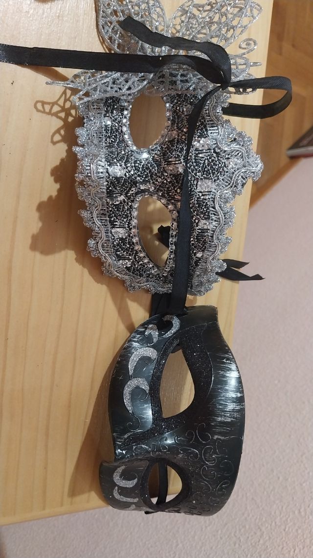2 Máscaras Venecianas Plata-Negro