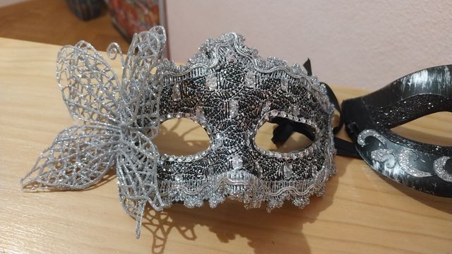 2 Máscaras Venecianas Plata-Negro