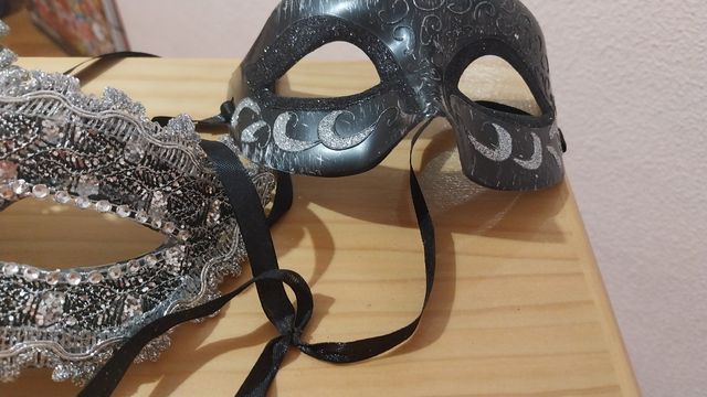 2 Máscaras Venecianas Plata-Negro