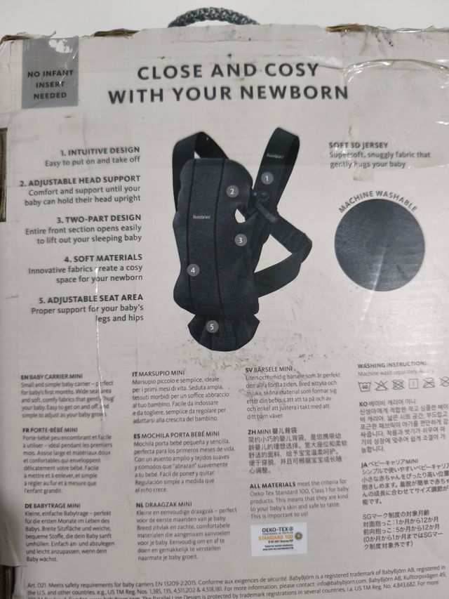 Mochila portabebés BABYBJORN Gris