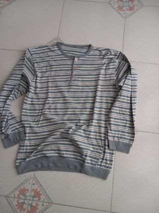 Pigiama Cotone Grigio a Righe
