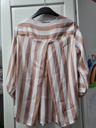 Camicia a righe beige e bianche