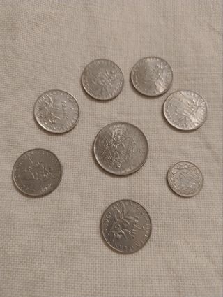Lote Monedas Francia: 1, 5 y medio franco