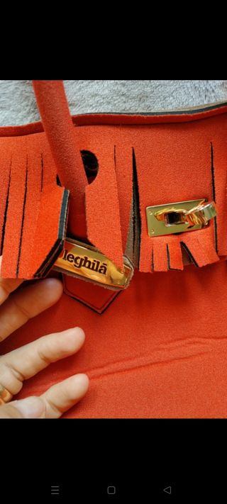 Borsa Leghila Arancione con Frange