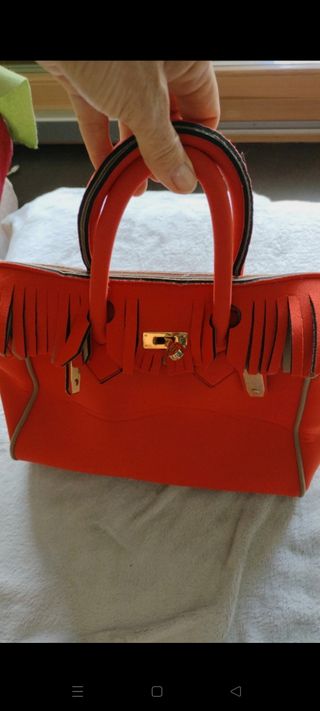 Borsa Leghila Arancione con Frange