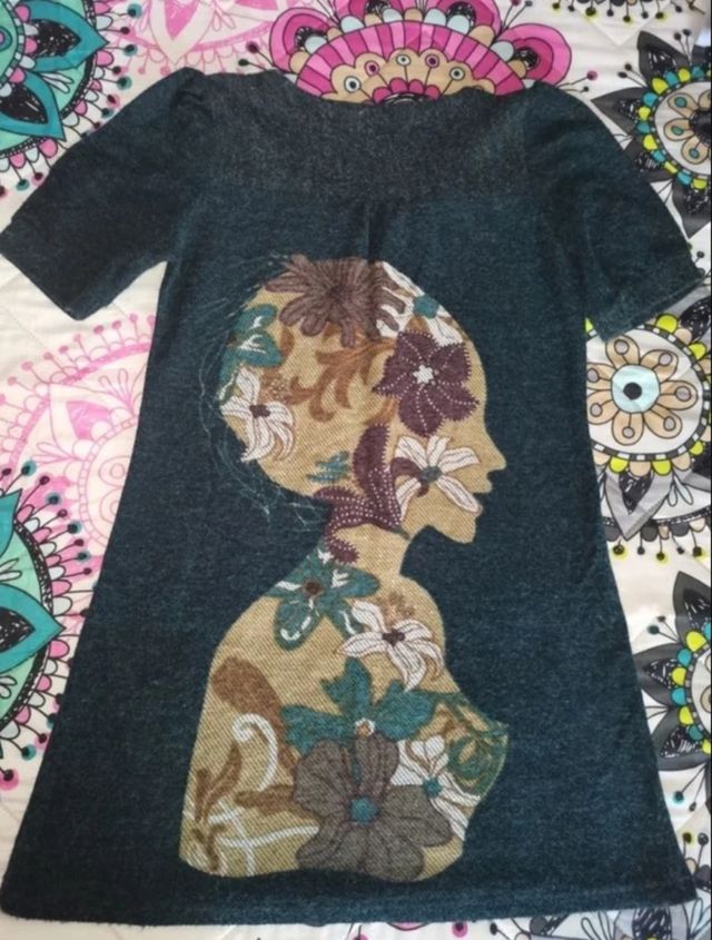 Vestido mujer verde estampado