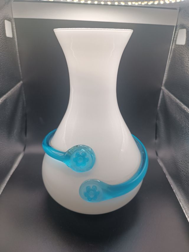 Vaso Murano bianco e turchese