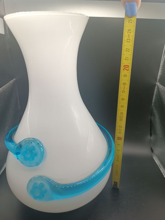 Vaso Murano bianco e turchese