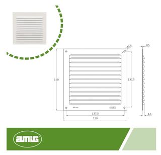 AMIG REJILLA DE VENTILACIÓN 150x150mm NUEVA