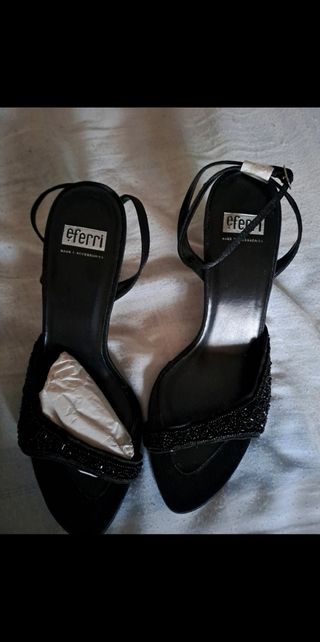 Sandalias negras tacón 40