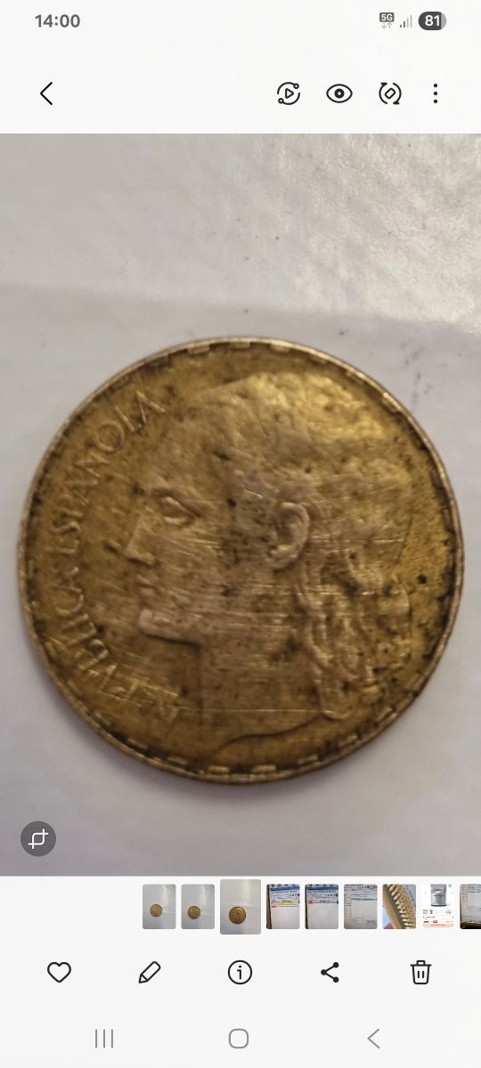 Peseta 1937 - Repubblica Spagnola ACCETTO OFFERTA