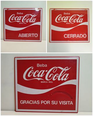 Cartel Coca-Cola abierto/cerrado