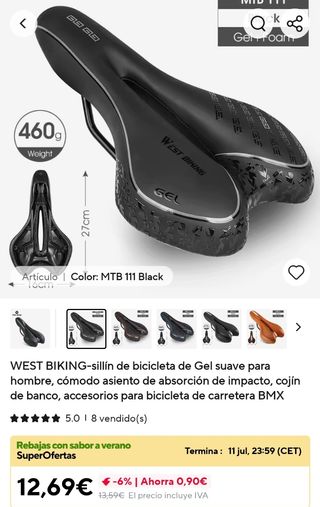 Sillín De Bicicleta Vintage De Piel Con Bolsa De Almacenamiento